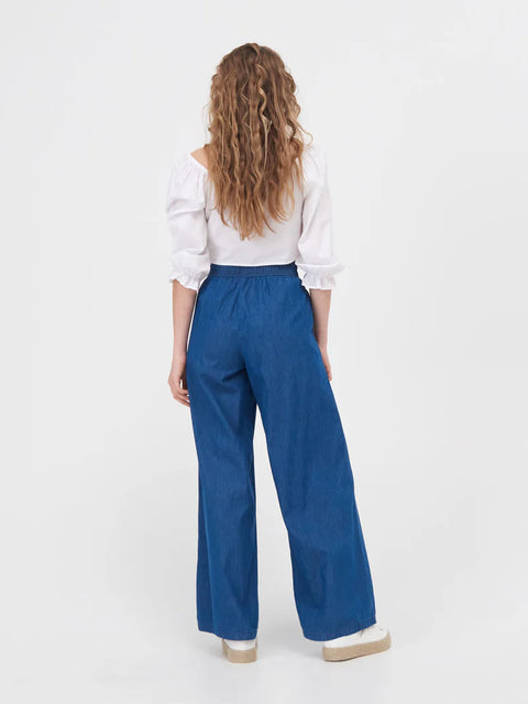 Wide Leg Palazzo Trousers with Tie Waist
