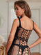 Hollow Fishnet Half Bodysuit with Sparkle Rhinestone