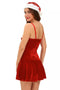 Pullover Spaghetti Straps Dress with Santa Cap