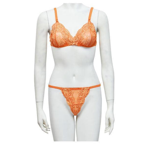 Women's Embroidered See-Through Net Bra & Panty Set – Non-Padded