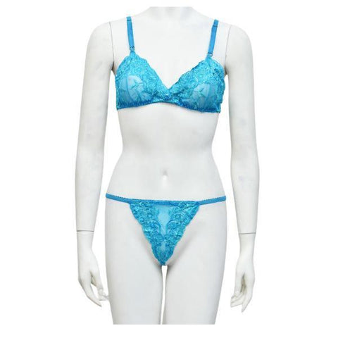 Women's Embroidered See-Through Net Bra & Panty Set – Non-Padded