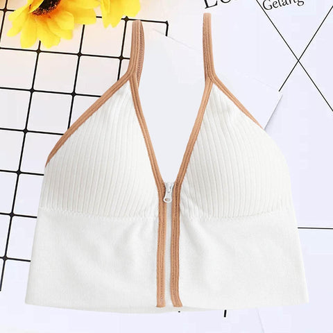 Cotton Zipper Sports Bra