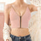 Cotton Zipper Sports Bra